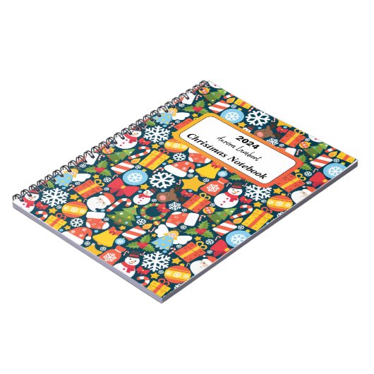 クリスマスシームレスパターンスパイラルフォトノートブック ノートブック (左側)