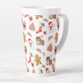 クリスマスシームレスパターン カフェラテマグ (右アングル)