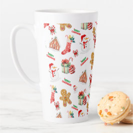 クリスマスシームレスパターン カフェラテマグ