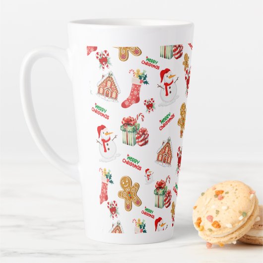 クリスマスシームレスパターン カフェラテマグ (インサイチュ)