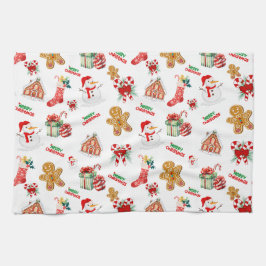 クリスマスシームレスパターン キッチンタオル