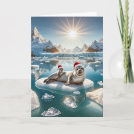 クリスマスシールと氷の上のアップ シーズンカード