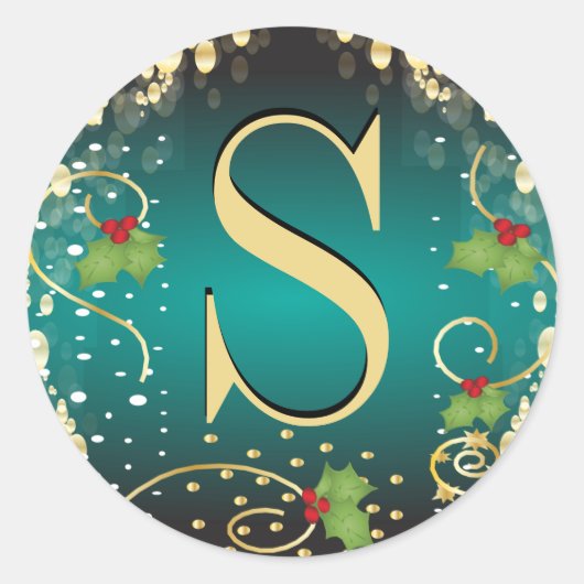 クリスマスシールのモノグラム ラウンドシール (正面)
