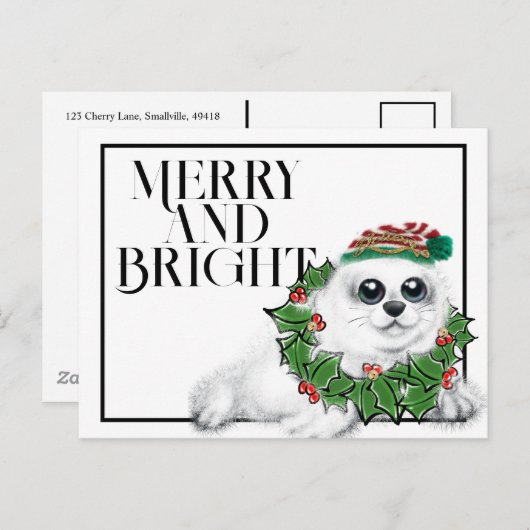 クリスマスシールアップ、フェスティバル北極動物 ポストカード (正面/裏面)