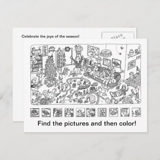 クリスマスシーンの検索とカラー設定 シーズンポストカード (正面/裏面)