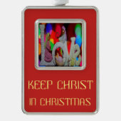 クリスマスシーンを愛する出生の本質 シルバープレートフレームオーナメント (正面)