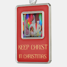 クリスマスシーンを愛する出生の本質 シルバープレートフレームオーナメント