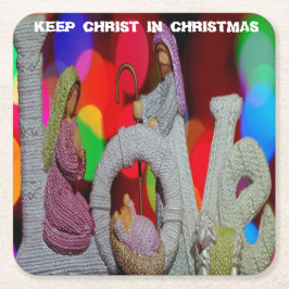 クリスマスシーンを愛する出生の本質 スクエアペーパーコースター