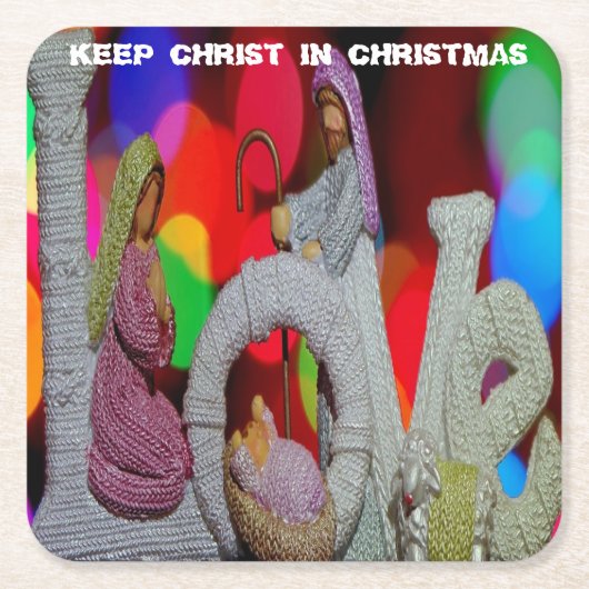 クリスマスシーンを愛する出生の本質 スクエアペーパーコースター (正面)