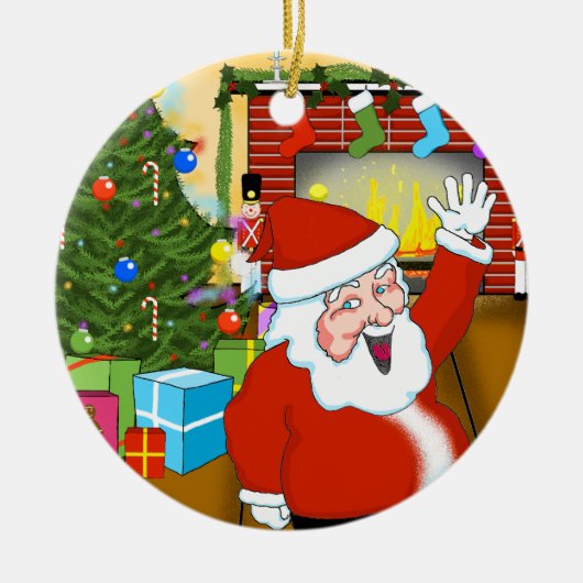 クリスマスシーンクリスマス飾り セラミックオーナメント (正面)