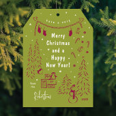 クリスマスシーンドードルレッド&グリーンクリスマスカード シーズンカード
