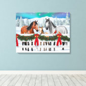 クリスマスシーンベイバックスキンズアップルグレイ馬 キャンバスプリント (インサイチュ (ウッドフロア))