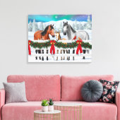 クリスマスシーンベイバックスキンズアップルグレイ馬 キャンバスプリント (インサイチュ (リビング))