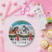 クリスマスシーンベイバックスキンズアップルグレイ馬 ペーパープレート (パーティー)