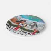 クリスマスシーンベイバックスキンズアップルグレイ馬 ペーパープレート (アングル)