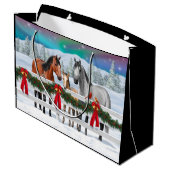 クリスマスシーンベイバックスキンズアップルグレイ馬 ラージペーパーバッグ (裏面アングル)
