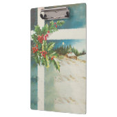 クリスマスシーンホリー雪の冬 クリップボード (左)