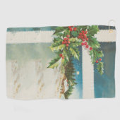 クリスマスシーンホリー雪の冬 ゴルフタオル (横)