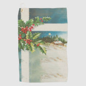 クリスマスシーンホリー雪の冬 ゴルフタオル (正面)