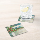 クリスマスシーンホリー雪の冬 スクエアペーパーコースター (インサイチュ)