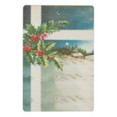 クリスマスシーンホリー雪の冬 ミニクリップボード (裏面)