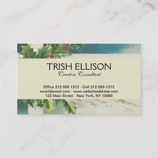 クリスマスシーンホリー雪の冬 名刺 (裏面)