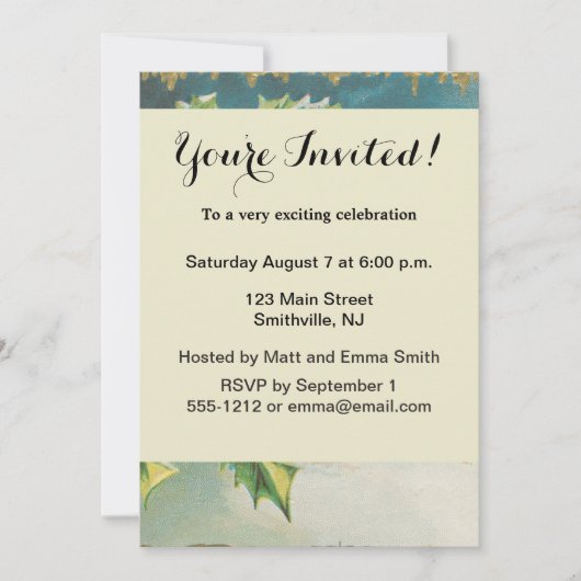 クリスマスシーンホリー雪の冬 招待状 (正面)