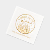 クリスマスシーン信じと文字の姓 箔ナプキン (左)