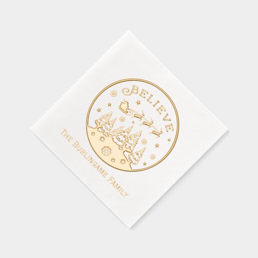 クリスマスシーン信じと文字の姓 箔ナプキン (右)