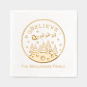 クリスマスシーン信じと文字の姓 箔ナプキン (正面)