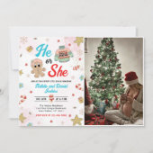 クリスマスジェンダーが赤ちゃんシャワーを明かす 招待状 (正面)