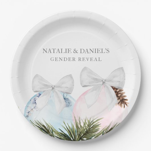 クリスマスジェンダーが赤ちゃんシャワーを明らかにする紙プレート ペーパープレート (正面)