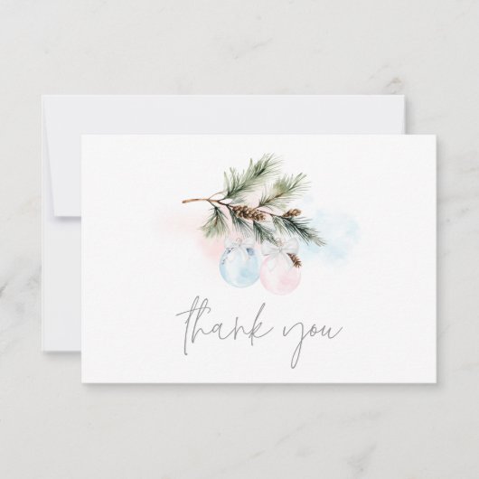 クリスマスジェンダーが赤ちゃんシャワーを明らかにする サンキューカード (正面)