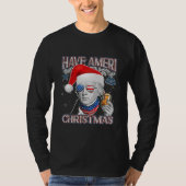 クリスマスジェームズマディソンサンタハットアメリカ国旗 Tシャツ (正面)