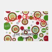 クリスマスジオメトリックサークルのファミリ名 ドアマット (正面)