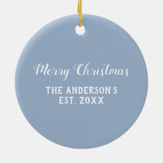 クリスマスジオメトリック石板ブルーグレー セラミックオーナメント (裏面)