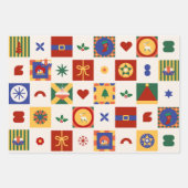 クリスマスジオメトリパターンギフト ラッピングペーパーシート (正面)