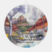 クリスマスジオン国立公園アドベンチャーカップルBoho ガラスオーナメント (裏面)