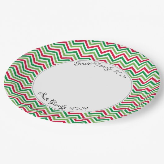 クリスマスジグザクパーソナライズされた ペーパープレート (アングル)