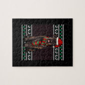 クリスマスジャイアントシュナウザードッグサンタハット醜いクリスマス ジグソーパズル (横)