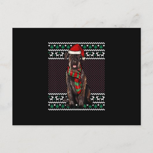 クリスマスジャイアントシュナウザードッグサンタハット醜いクリスマス 案内ポストカード (正面)