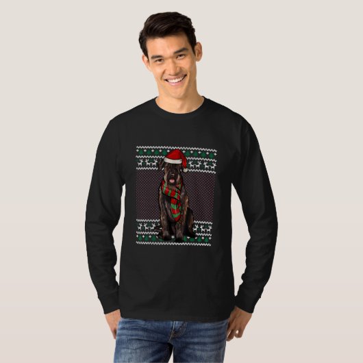 クリスマスジャイアントシュナウザードッグサンタハット醜いクリスマス Tシャツ (正面フル)