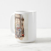 クリスマスジャケットとスカーフが可愛い猫 コーヒーマグカップ (正面左)