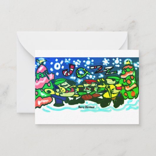 クリスマスジャズ音楽マグ招待マグネット ノートカード (正面)