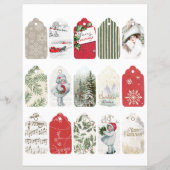 クリスマスジャンクジャーナルラベルヴィンテージガールホリーレッド (裏面)