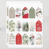 クリスマスジャンクジャーナルラベルヴィンテージガールホリーレッド (正面/裏面)