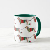クリスマスジャンパーのかわいい水彩のダックスフント マグカップ (正面右)