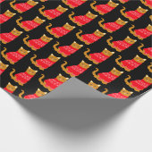 クリスマスジャンパーのかわいい猫レッドブラックパターン（の模様が）ある ラッピングペーパー (角)