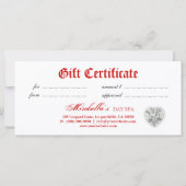 クリスマスジュエリーギフト証明書ゼブラレッド (裏面)