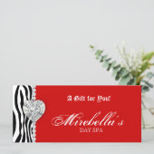 クリスマスジュエリーギフト証明書ゼブラレッド (スタンド正面)